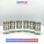 GEM+ | Premium Stainless Steel 6pcs Spice Jar Rotating Carousel Stand Elegant