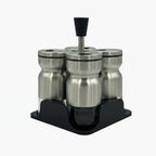 GEM+ | Premium Stainless Steel Salt Pepper Spices Dispenser Set - 4pcs + Stand