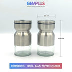 GEM+ | Premium Stainless Steel Salt Pepper Spices Dispenser Set - 4pcs + Stand