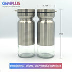GEM+ | Premium Stainless Steel Oil Vinegar Salt Pepper Dispenser 4pcs + Stand