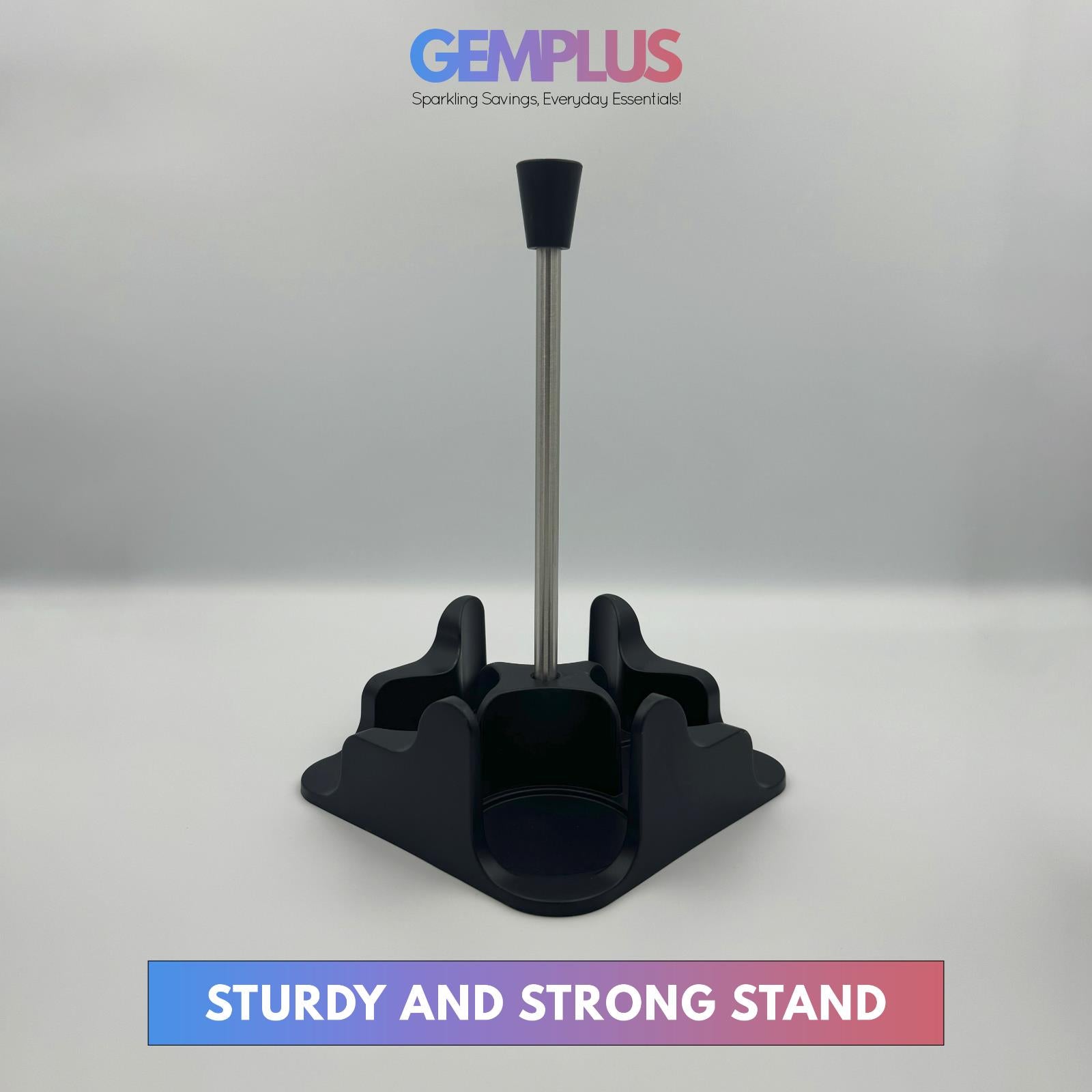 GEM+ | Premium Stainless Steel Oil Vinegar Salt Pepper Dispenser 4pcs + Stand