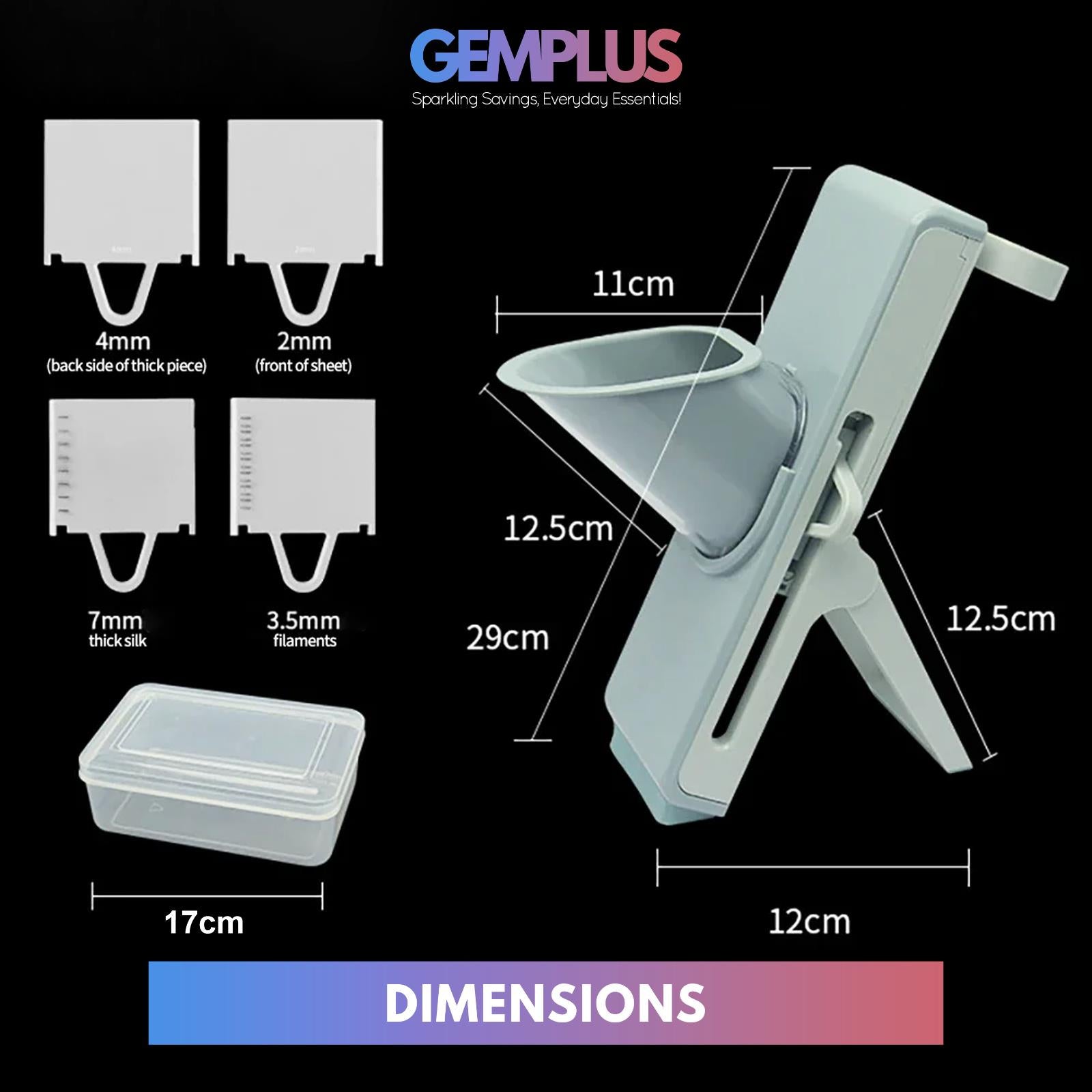 GEM+ | Premium Mandoline Meat and Vegetable Slicer Set Adjustable Blades Safe