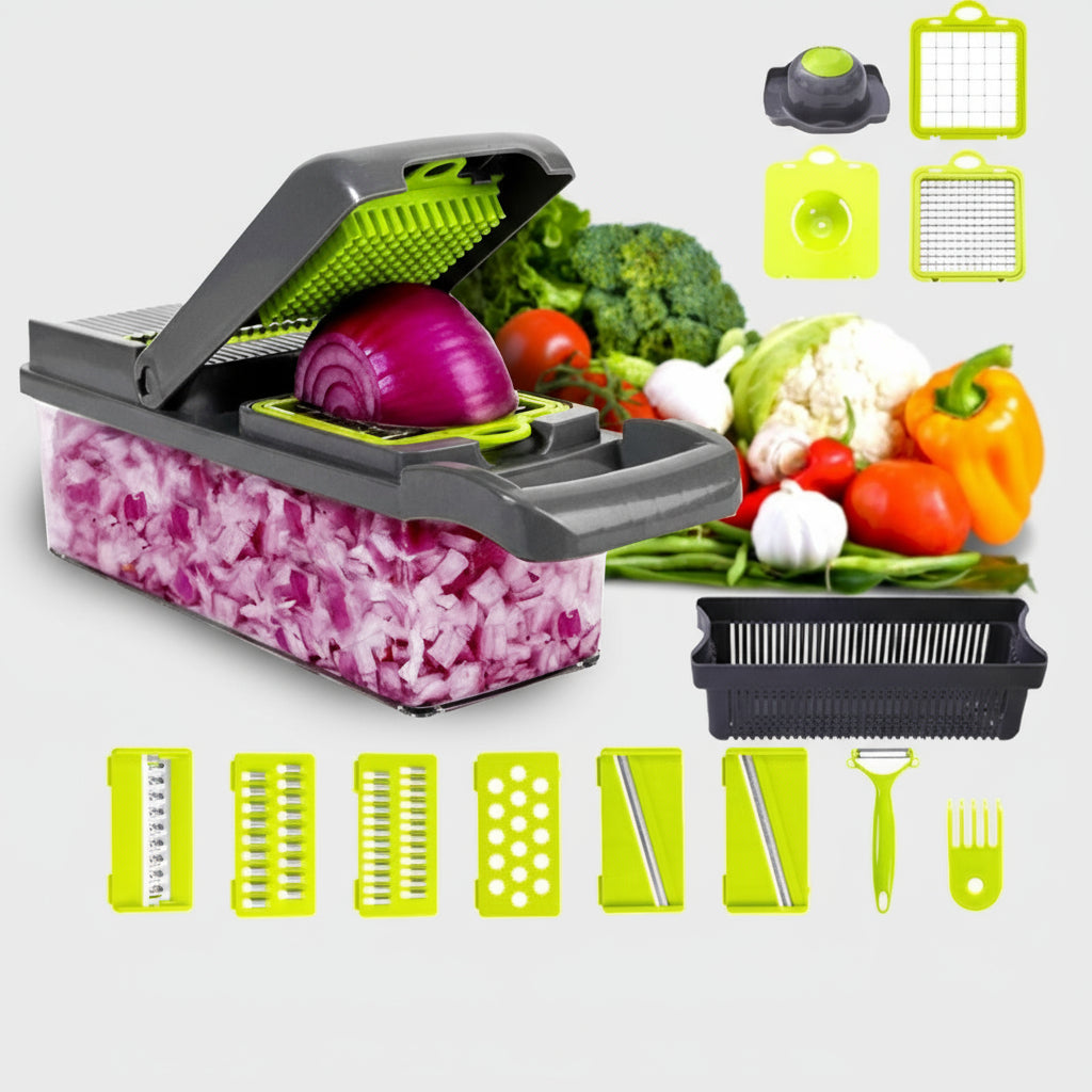 GEM+ | 8-in-1 Premium Multifunctional Vegetable Cutter Slicer Dicer Grate 15PCS