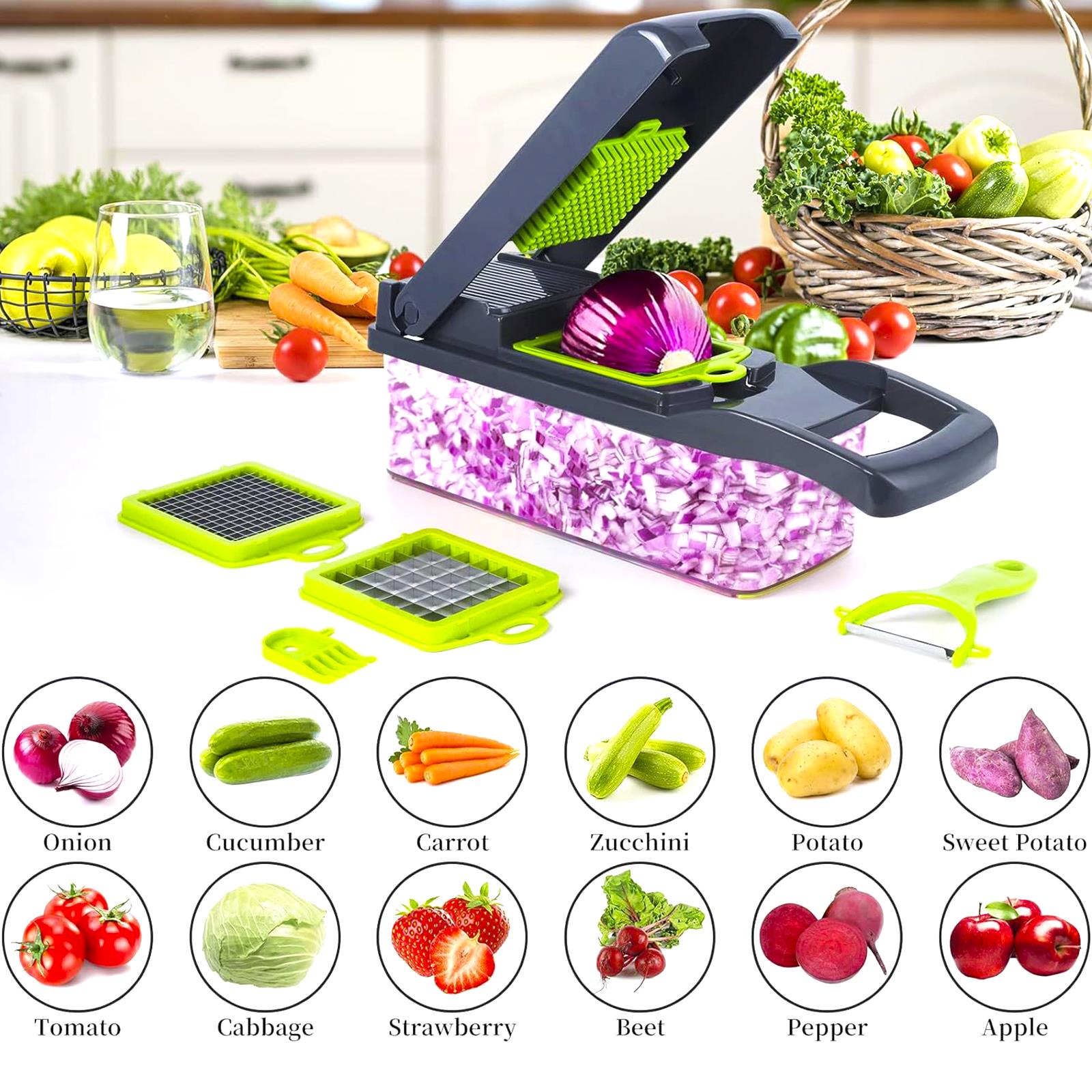 GEM+ | 8-in-1 Premium Multifunctional Vegetable Cutter Slicer Dicer Grate 15PCS