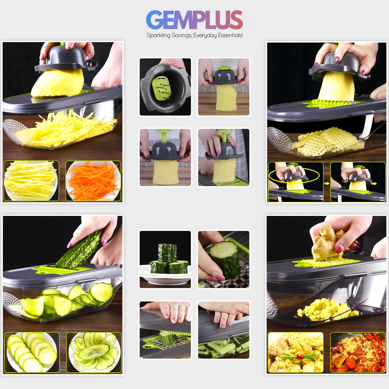 GEM+ | 15 PCS Premium Multifunctional Vegetable Cutter Slicer Dicer Grate