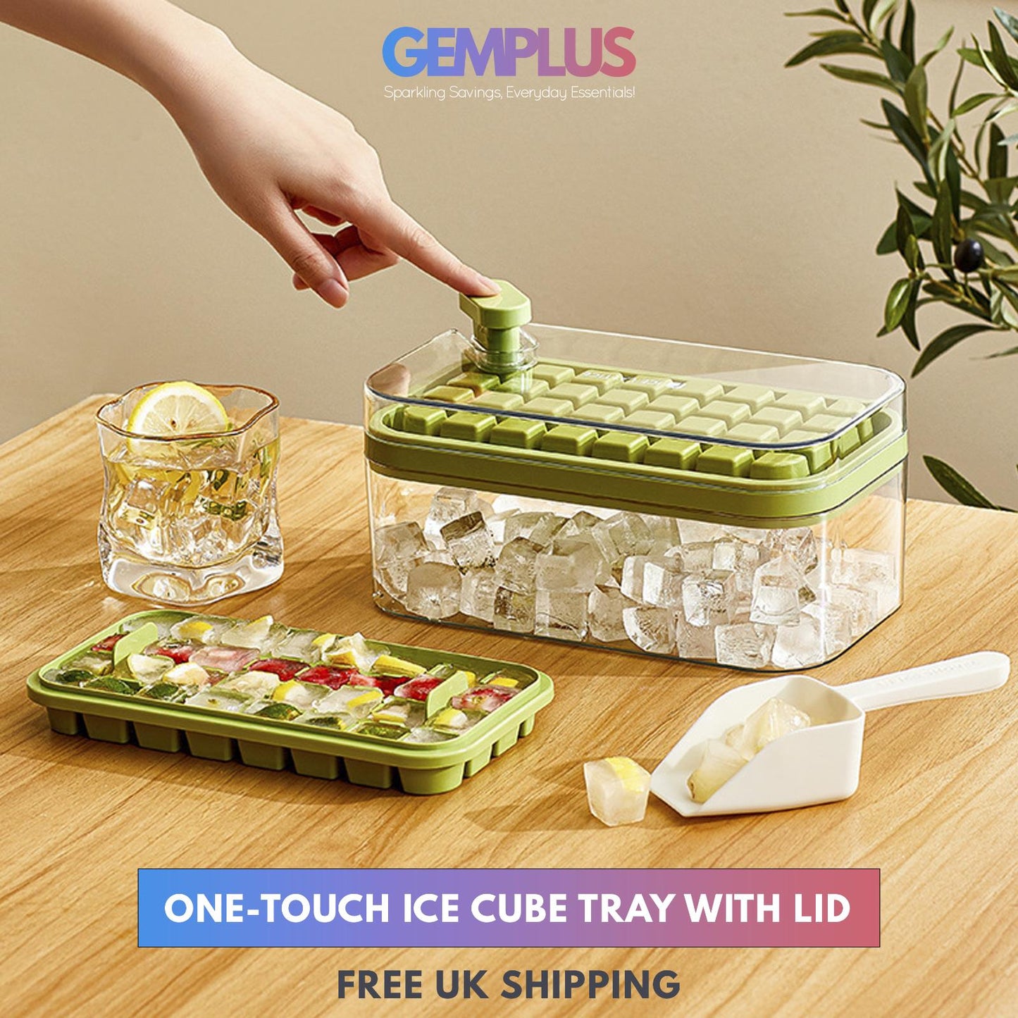 GEM+ | Easy Release Ice Cube Mould One-Touch Mechanism - Perfect Ice Every Time