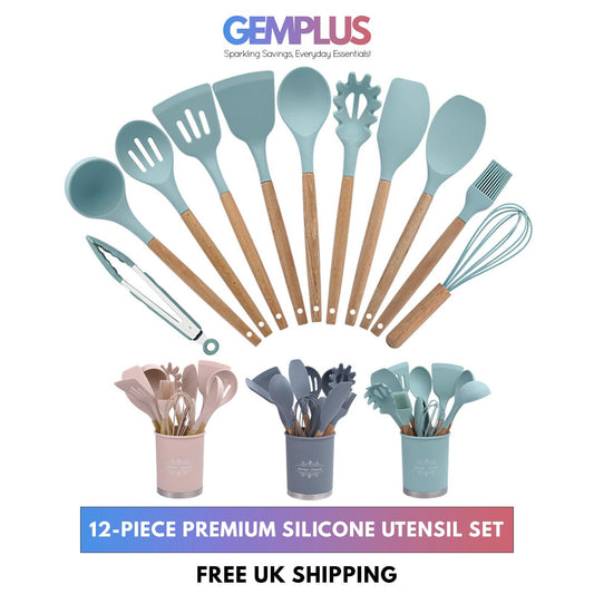 GEM+ | Premium 12-Piece Cooking & Baking Utensil Set Silicone Non-Stick BPA-FREE