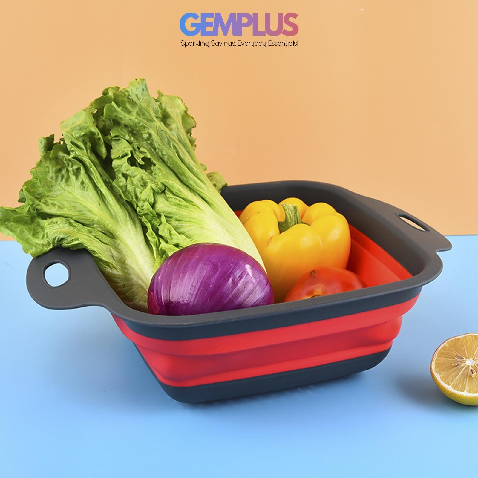 GEM+ | 3-Piece Square Collapsible Colander Set – Space-Saving BPA-Free