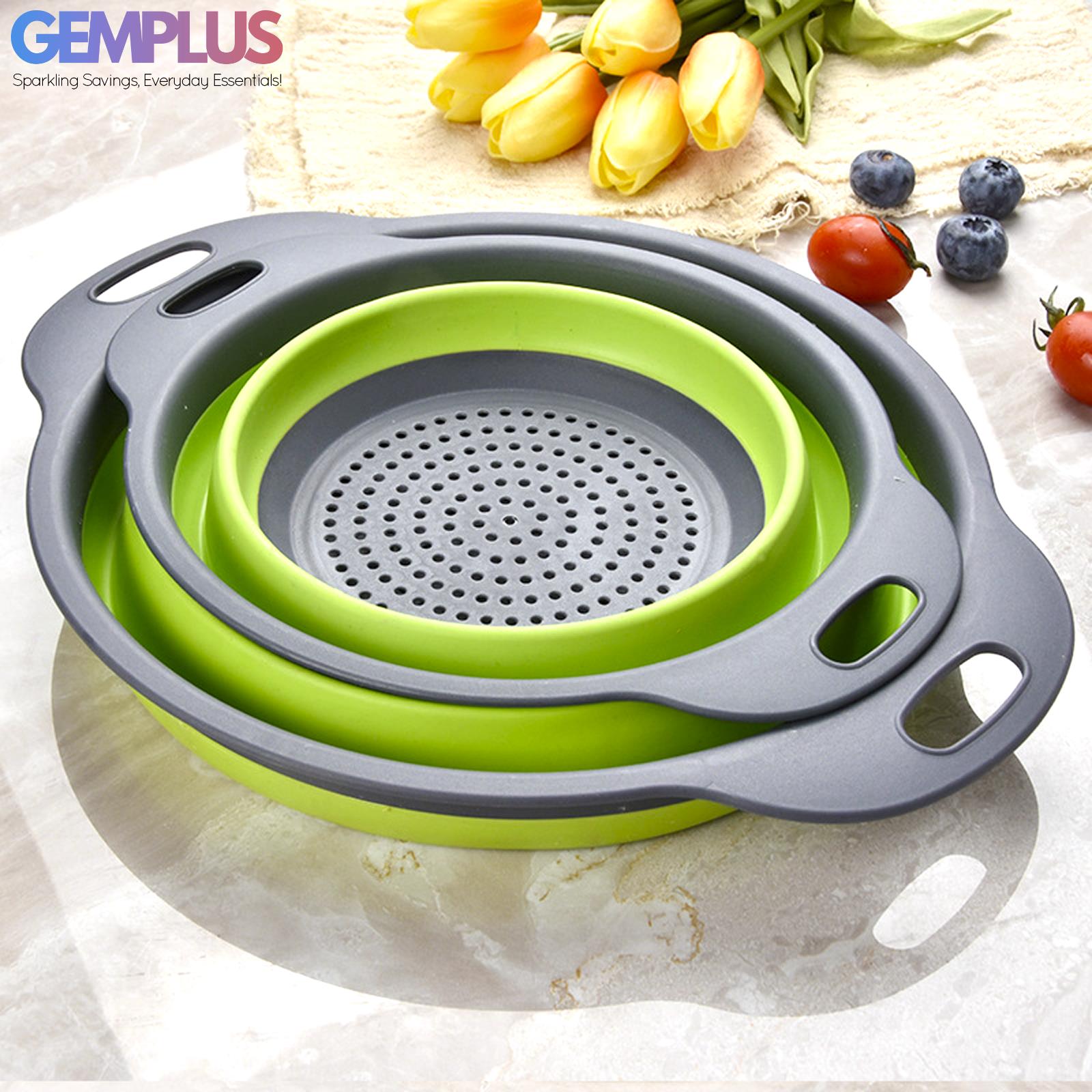 GEM+ | 3-Piece Collapsible Colander Set – Space-Saving BPA-Free Premium Silicone