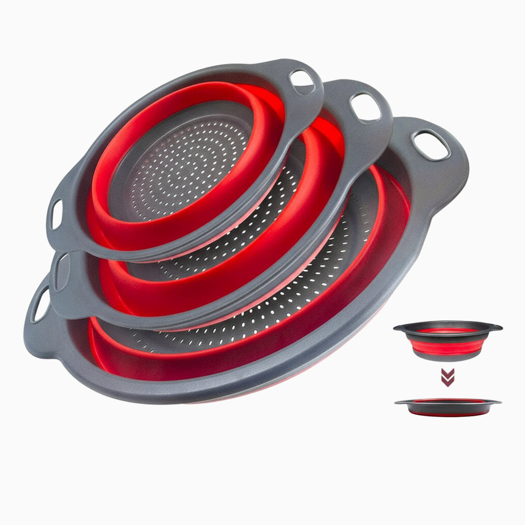 GEM+ | 3-Piece Collapsible Colander Set – Space-Saving BPA-Free Premium Silicone