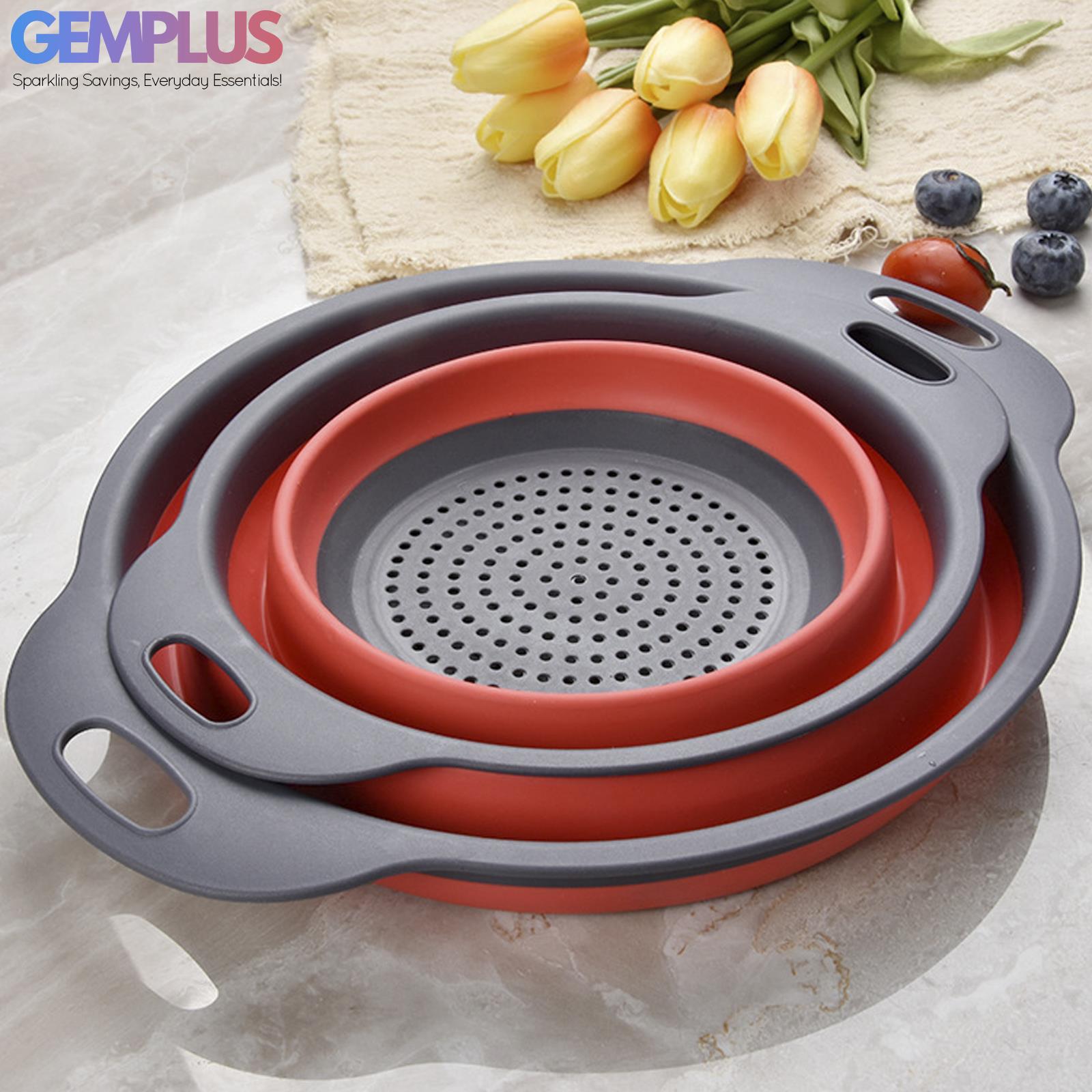 GEM+ | 3-Piece Collapsible Colander Set – Space-Saving BPA-Free Premium Silicone