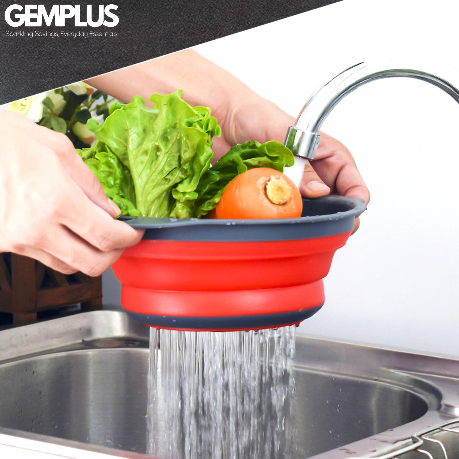 GEM+ | 3-Piece Collapsible Colander Set – Space-Saving BPA-Free Premium Silicone