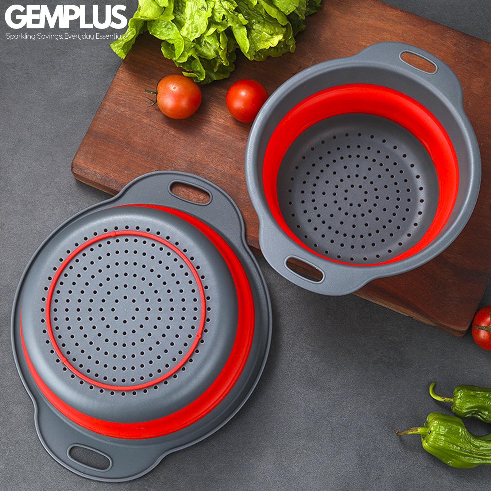 GEM+ | 3-Piece Collapsible Colander Set – Space-Saving BPA-Free Premium Silicone