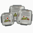 GEM+ | 3-Piece Square Food Container Storage Set – BPA-Free, Durable Lock & Seal