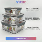 GEM+ | 3-Piece Square Food Container Storage Set – BPA-Free, Durable Lock & Seal