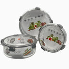 GEM+ | 3-Piece Round Food Container Storage Set – BPA-Free, Durable, Lock & Seal