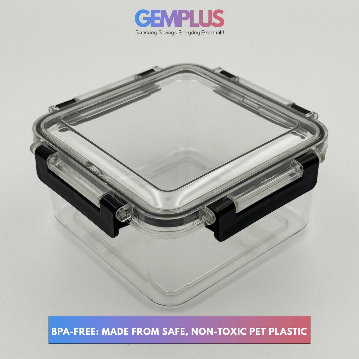 GEM+ | 3-Piece Square Food Container Storage Set – Durable BPA-Free, Lock & Seal