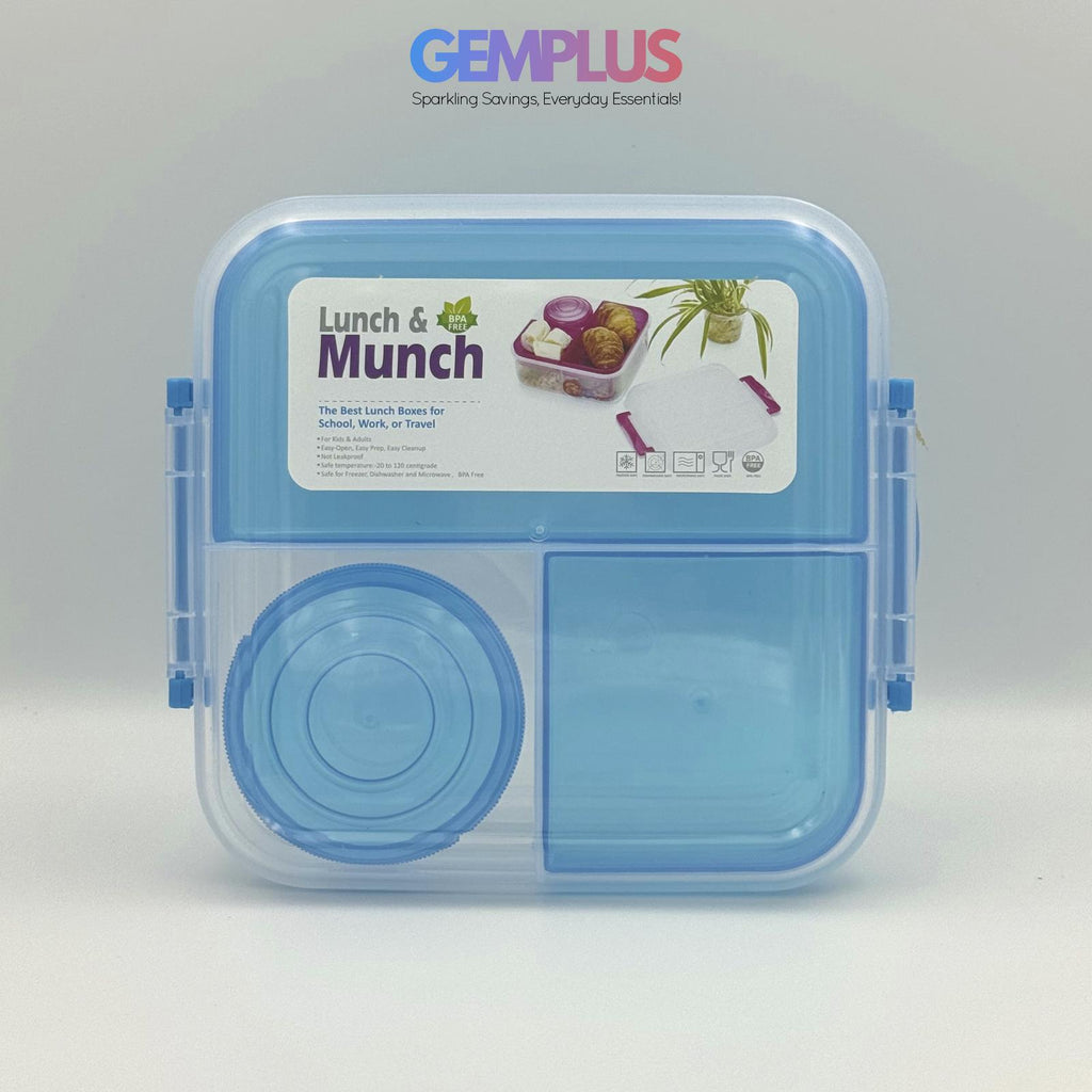 GEM+ | 5-Compartment Lunch Box with Mini Bottle – BPA-Free Durable Lock & Seal