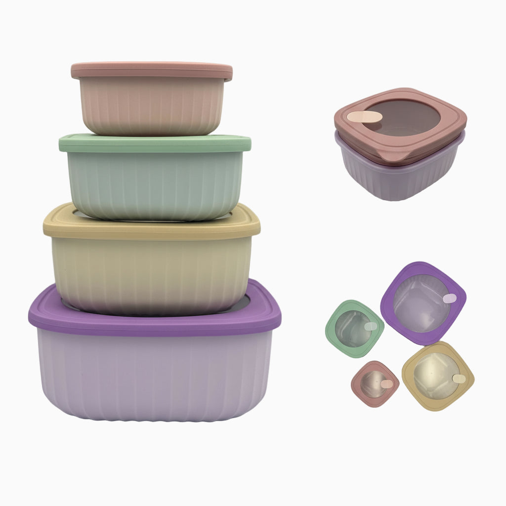 GEM+ | 4-Piece BPA-Free Food Container Set with Lock & Seal Silicone Lids