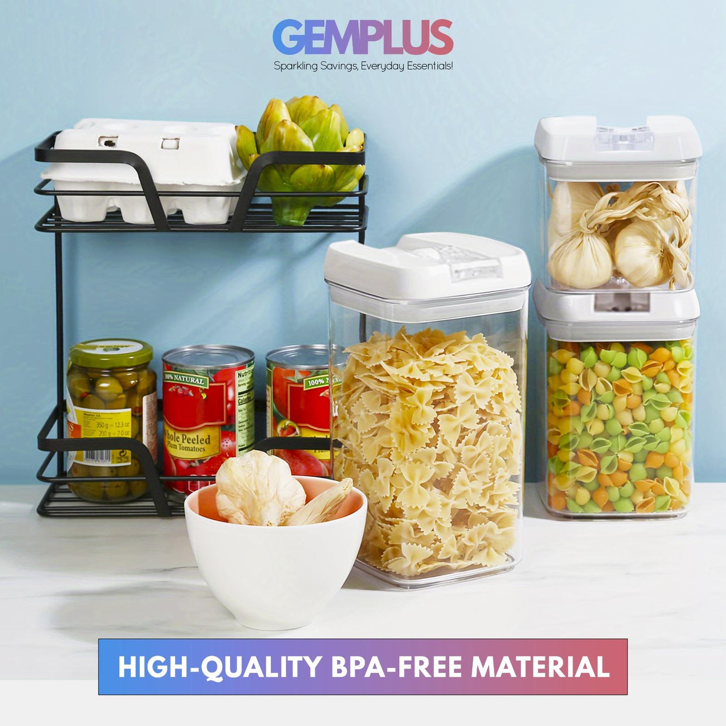 GEM+ | 5pc Premium Airtight Food Storage Container Set Stackable BPA FREE