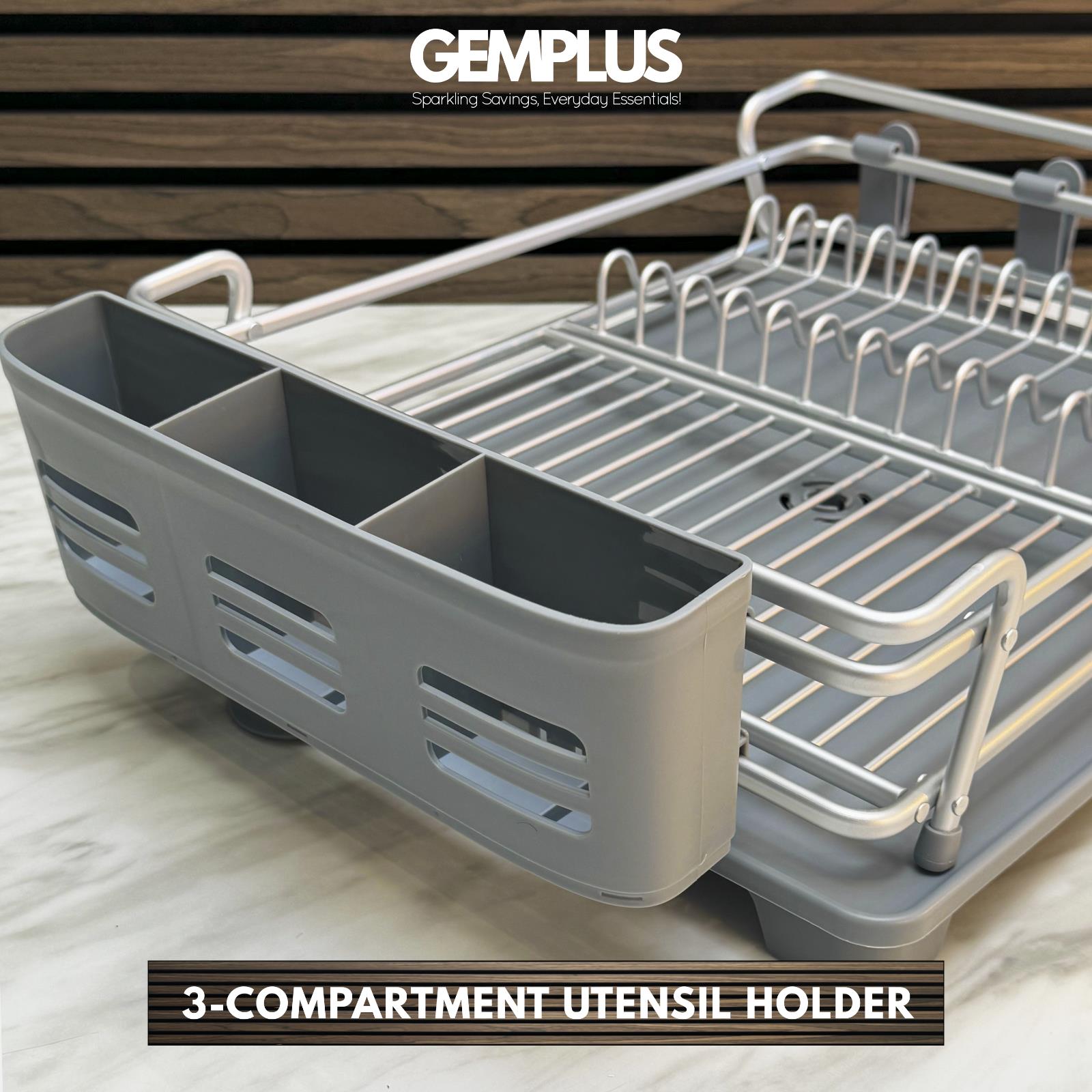 GEM+ | Premium Large Aluminum Dish Drying Rack Dishrack Drainer with Tray