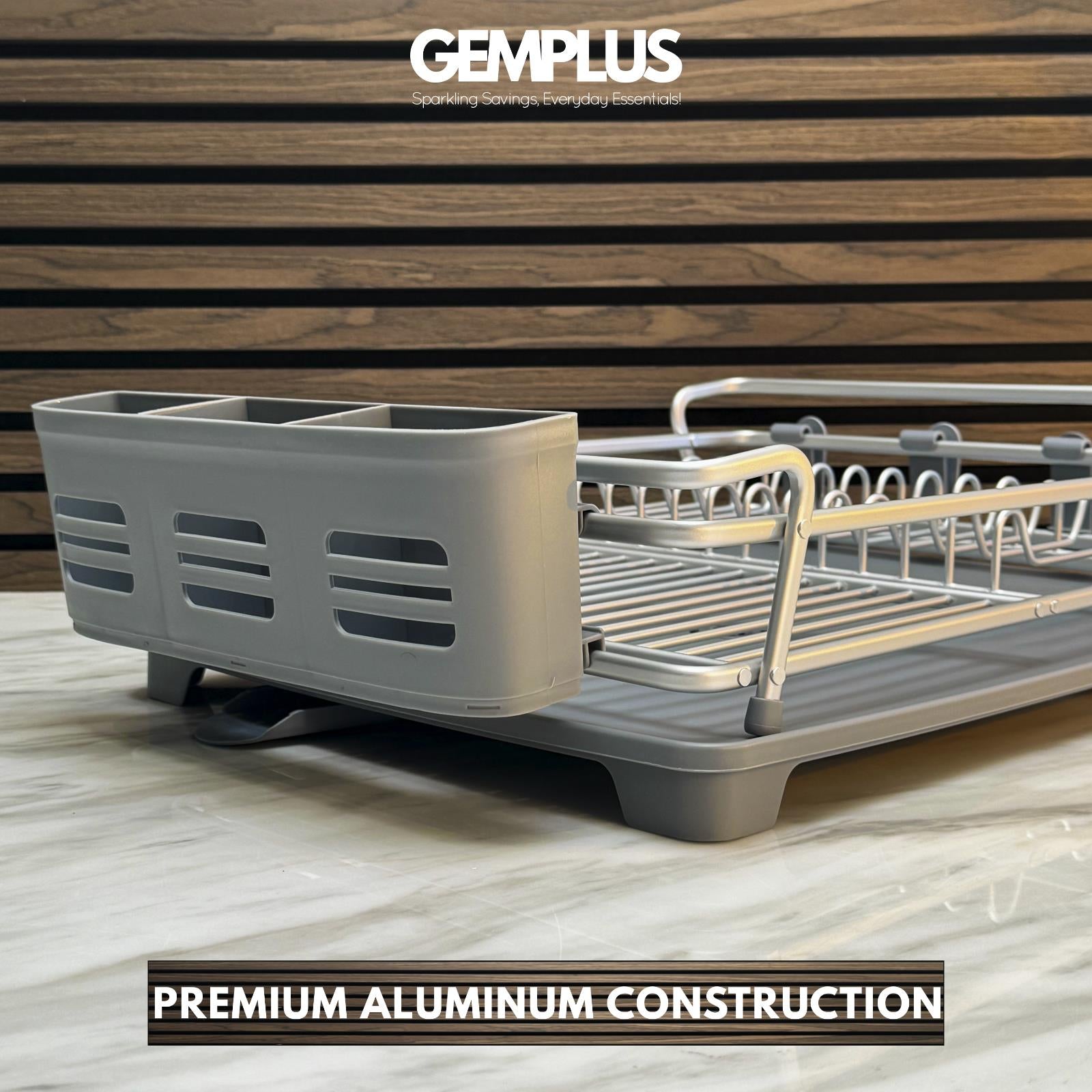 GEM+ | Premium Large Aluminum Dish Drying Rack Dishrack Drainer with Tray