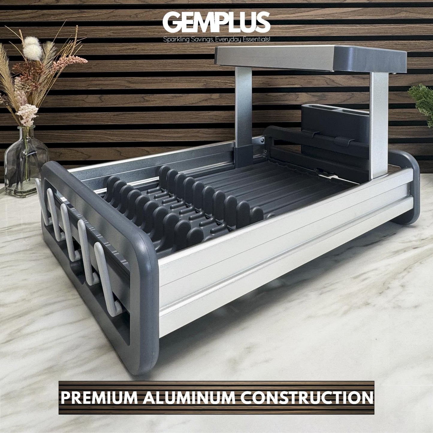GEM+ | Premium Two-Tier Aluminum Dish Drying Rack - Dish Drainer