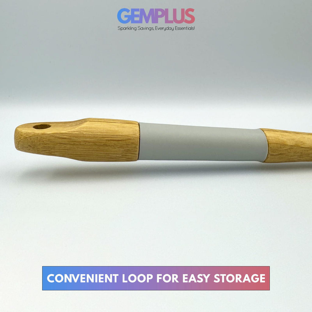 GEM+ | Premium 5 Pcs Wooden Silicone Utensil Set - Heat Resistant - Wood Grey