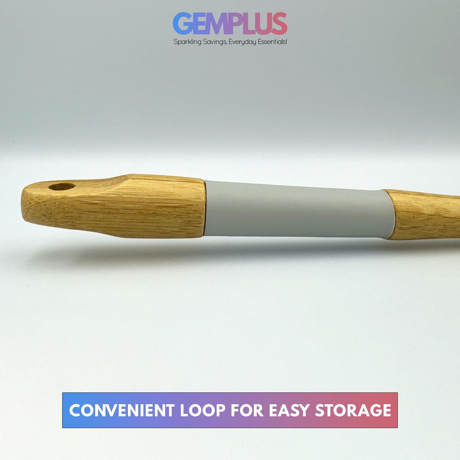 GEM+ | Premium 5 Pcs Wooden Silicone Utensil Set - Heat Resistant - Wood Grey