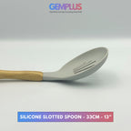 GEM+ | Premium 5 Pcs Wooden Silicone Utensil Set - Heat Resistant - Wood Grey