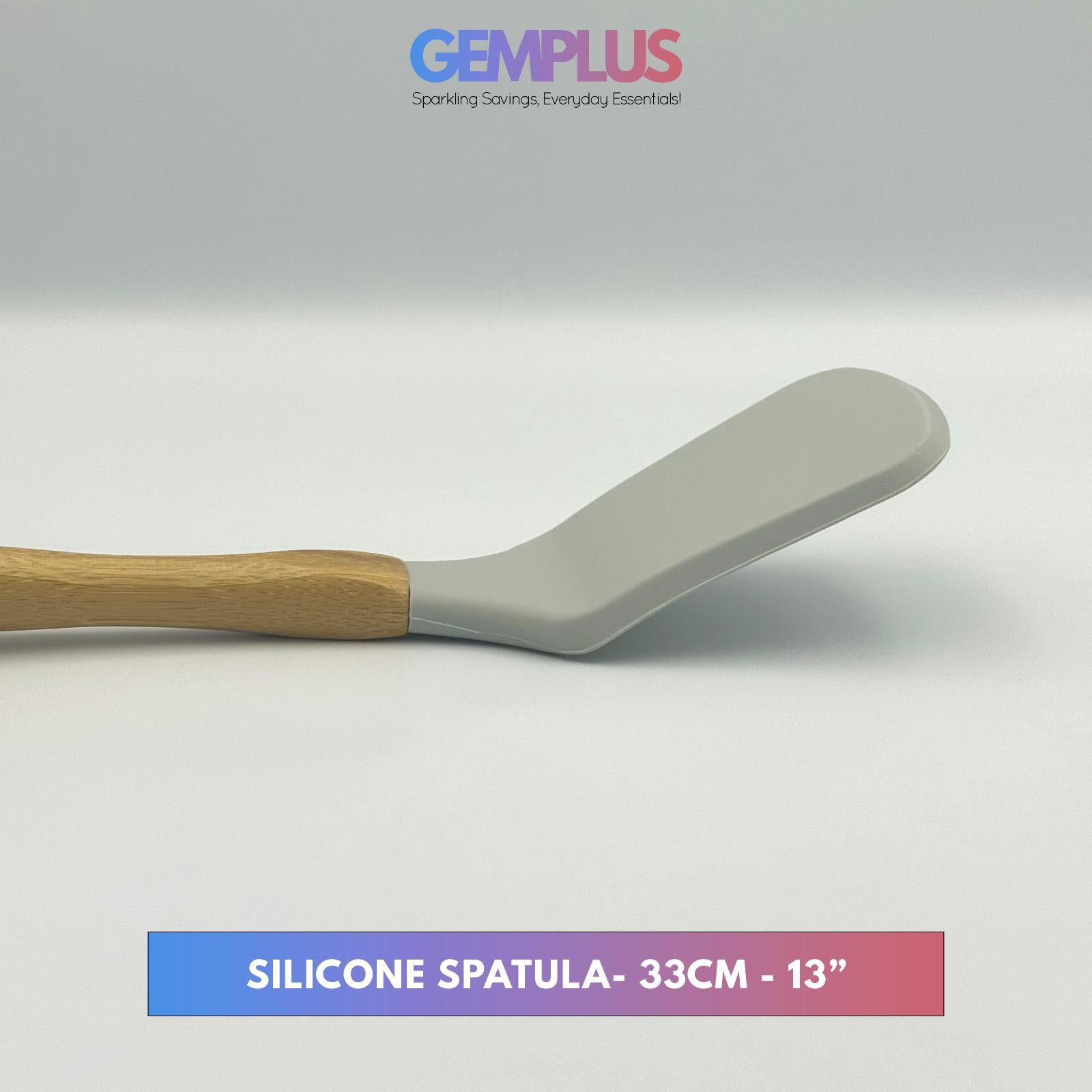 GEM+ | Premium 5 Pcs Wooden Silicone Utensil Set - Heat Resistant - Wood Grey