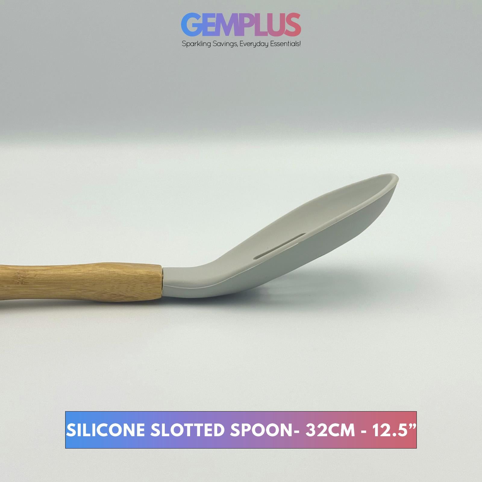 GEM+ | Premium 5 Pcs Wooden Silicone Utensil Set - Heat Resistant - Wood Grey