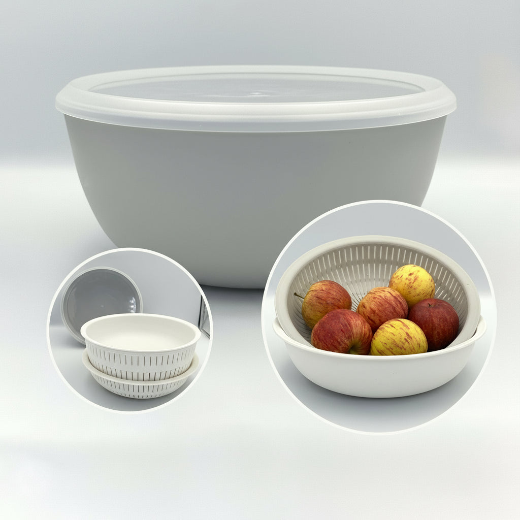 GEM+ | Premium 4 Pcs Multi-Purpose Bowl Set with 2 Colanders - Strainers & Sieve