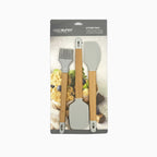 GEM+ | Premium Wooden/Silicone Utensil Set - 3 Piece Spatula Spoonula and Brush