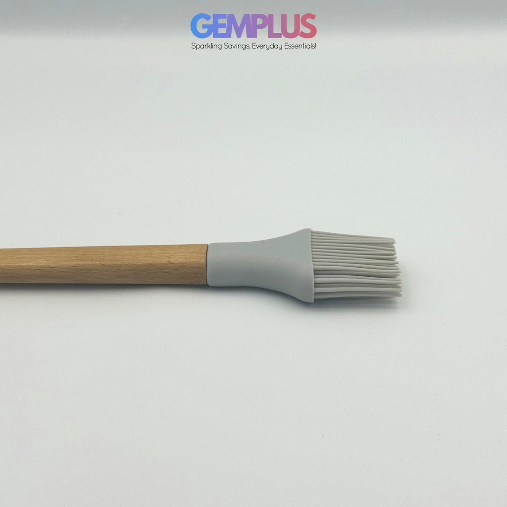 GEM+ | Premium Wooden/Silicone Utensil Set - 3 Piece: Spatula, Whisk, and Brush