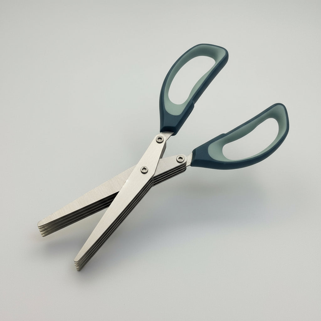 GEM+ | Premium Stainless Steel Herb Scissors - 5 Blades Multipurpose with Brush