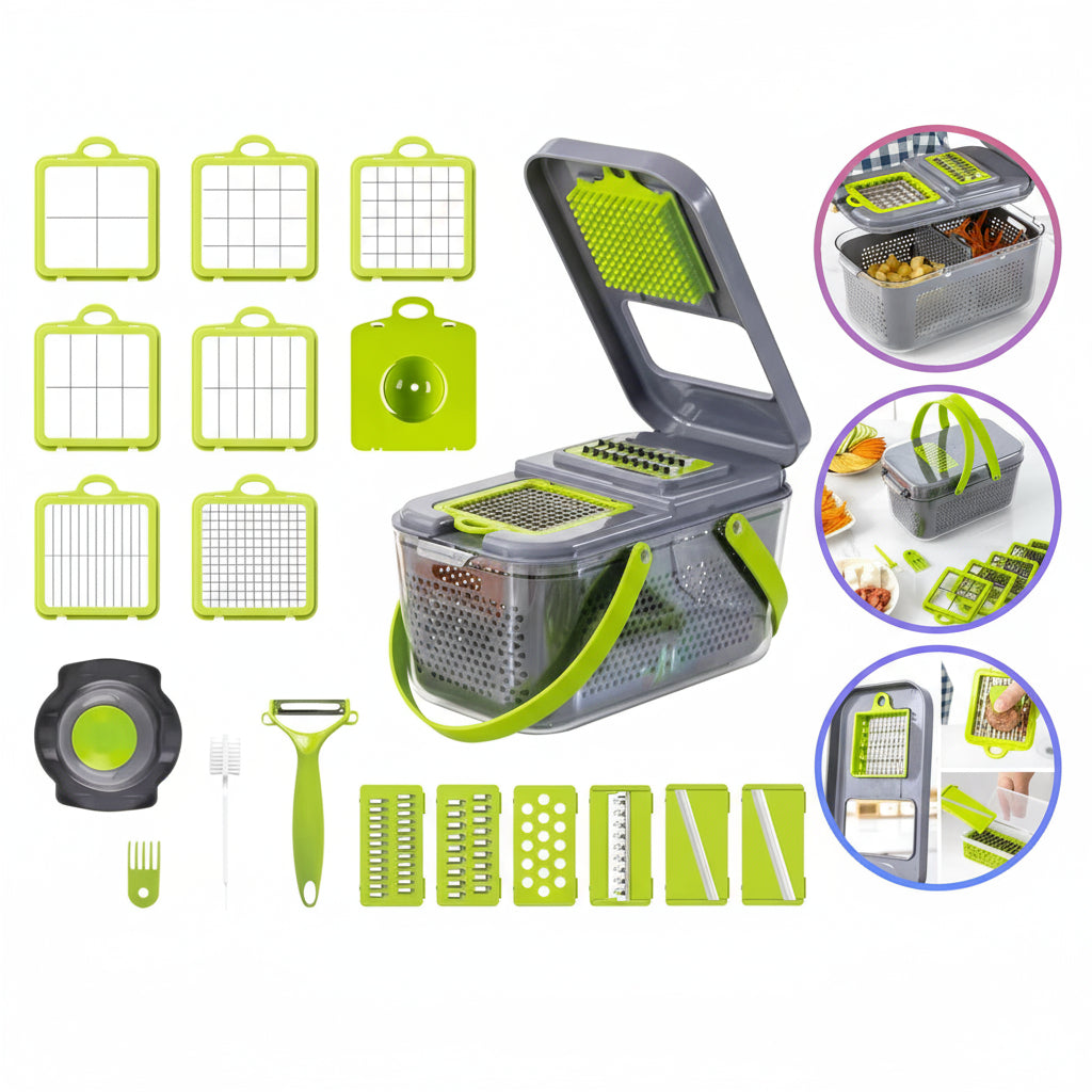 GEM+ | 22-Piece Multi-Function Vegetable Chopper Cutter Slicer Dicer Grater