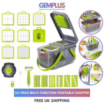 GEM+ | 22-Piece Multi-Function Vegetable Chopper Cutter Slicer Dicer Grater