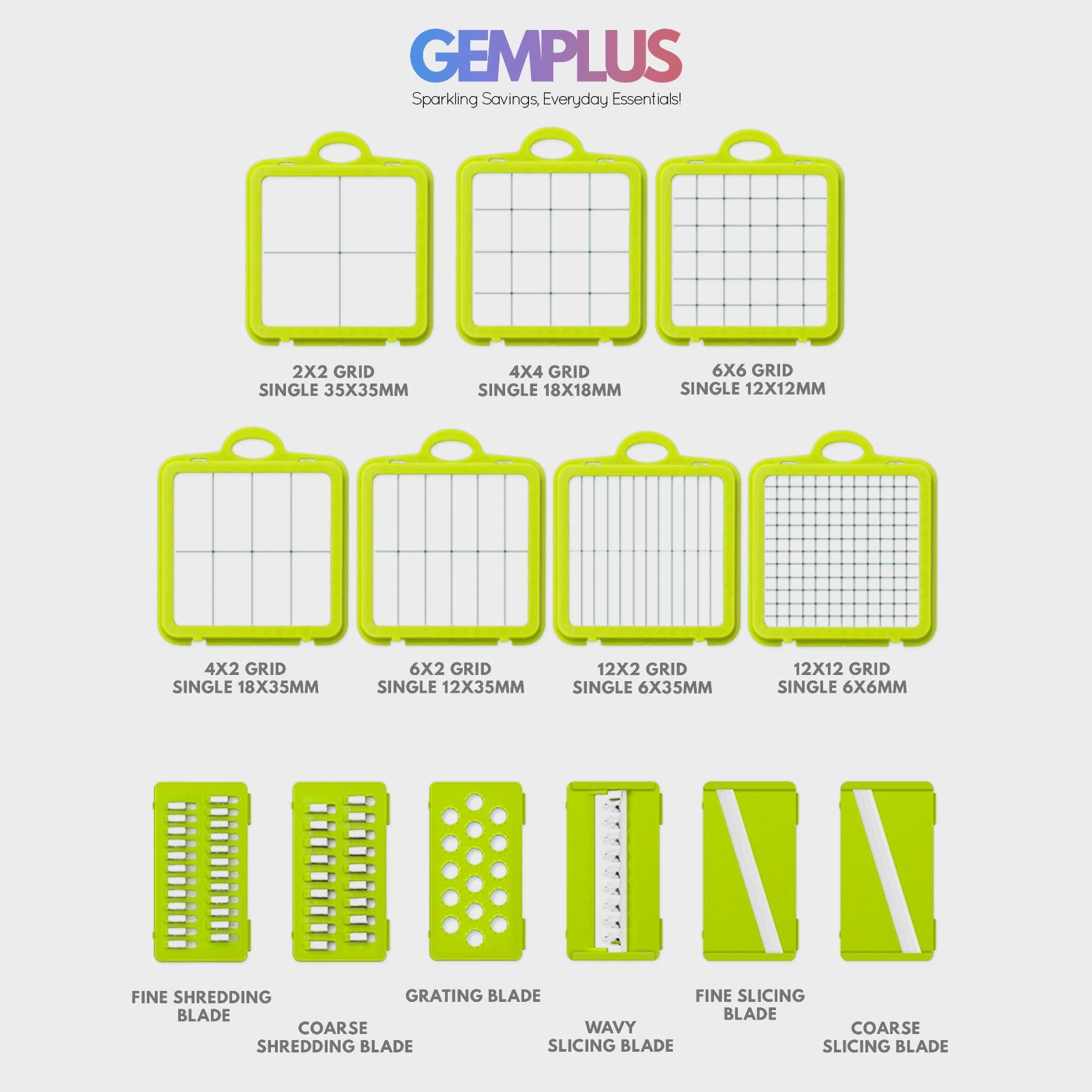 GEM+ | 22-Piece Multi-Function Vegetable Chopper Cutter Slicer Dicer Grater