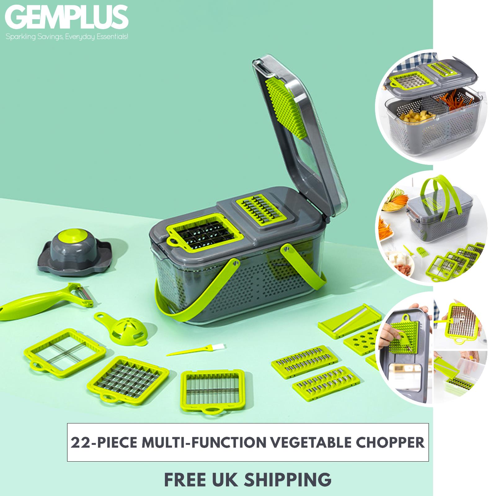 GEM+ | 22-Piece Multi-Function Vegetable Chopper Cutter Slicer Dicer Grater