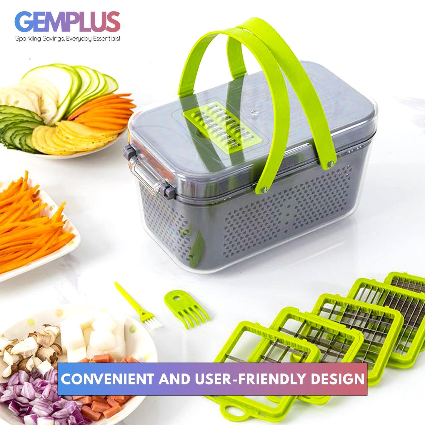 GEM+ | 22-Piece Multi-Function Vegetable Chopper Cutter Slicer Dicer Grater