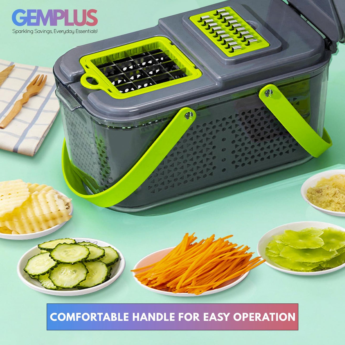 GEM+ | 22-Piece Multi-Function Vegetable Chopper Cutter Slicer Dicer Grater
