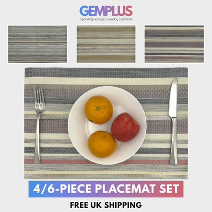 GEM+ | Premium  4/6 Piece Placemat Set Durable Heat-Resistant Easy to Clean