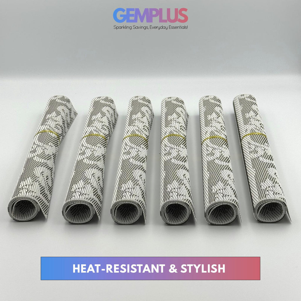 GEM+ | Premium 4/6 Piece Placemat Set Durable  Heat-Resistant Easy to Clean