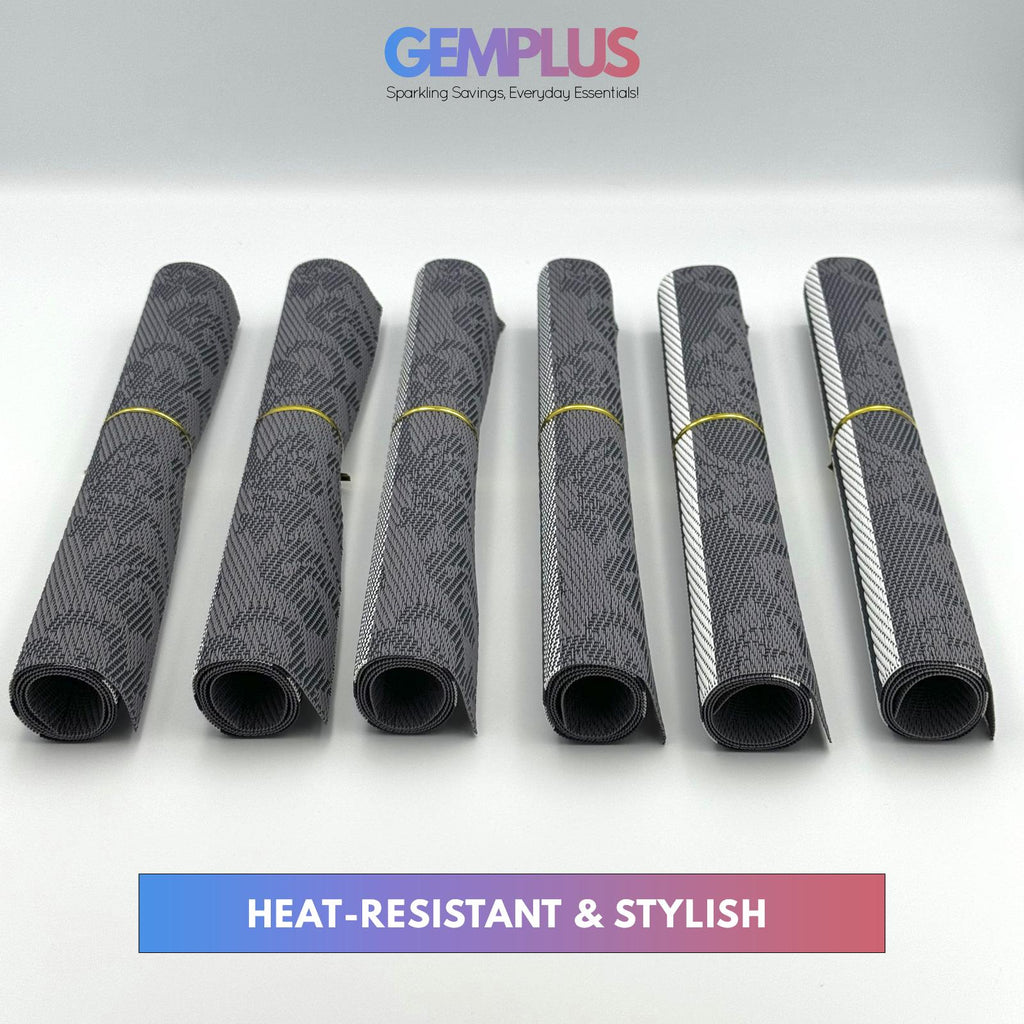 GEM+ | Premium 4/6 Piece Placemat Set Durable  Heat-Resistant Easy to Clean