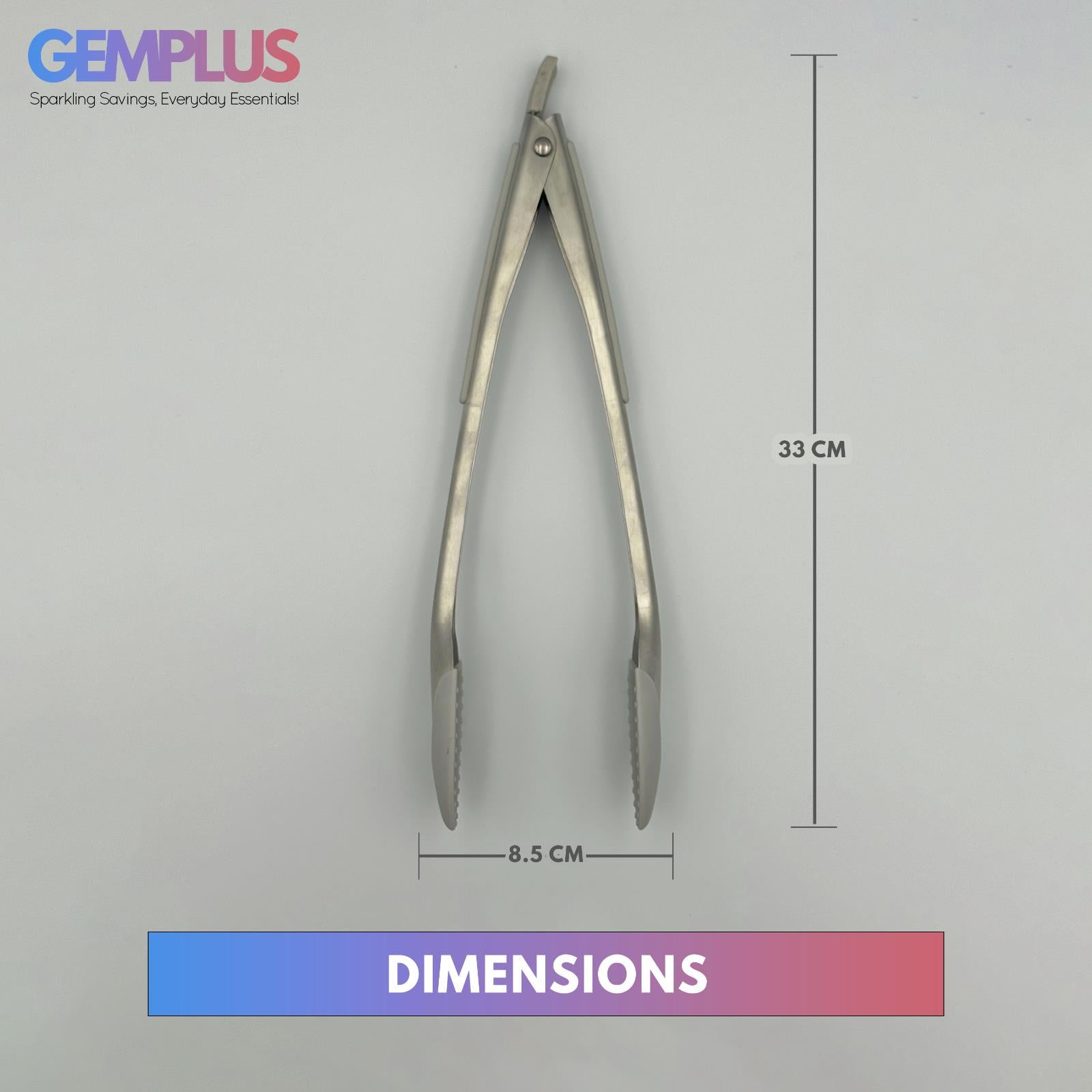 GEM+ | 12" Stainless Steel Tongs with Silicone Tips - Heat Resistant - Grey/Blue