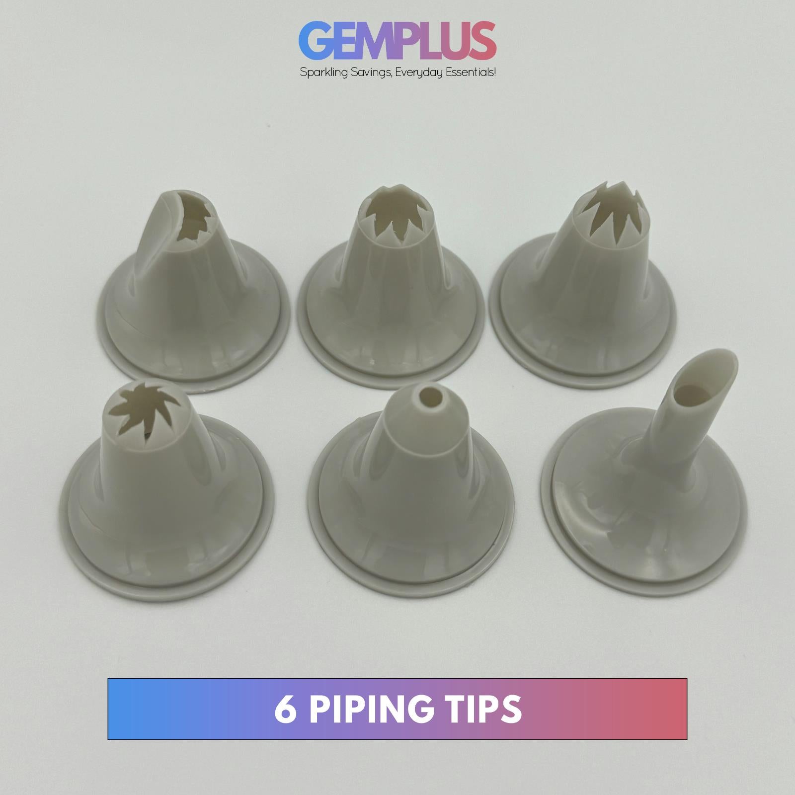 GEM+ | Cake Decor Piping Pen with 6pcs Nozzles/Tips - Premium Icing Decoration