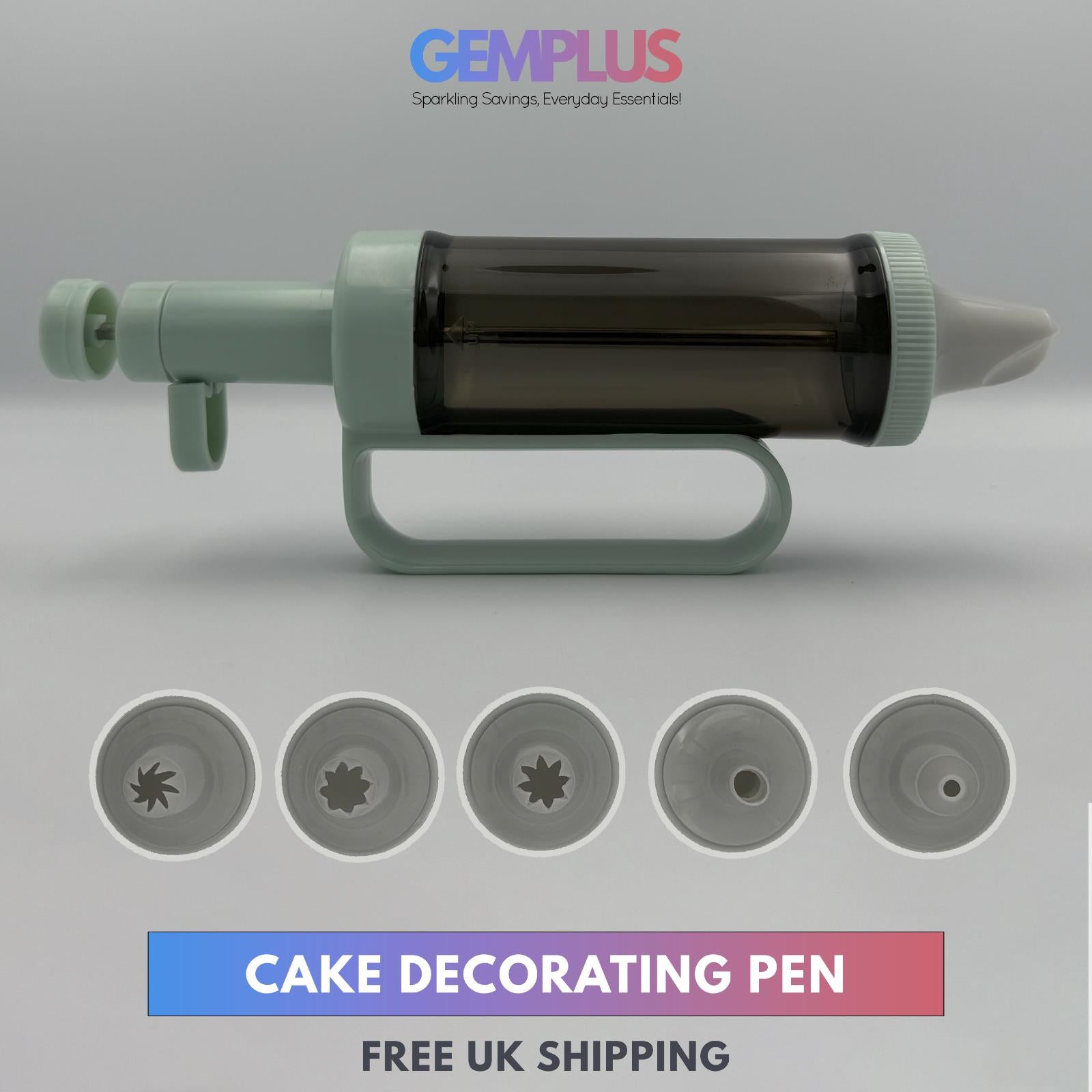 GEM+ | Cake Decor Piping Pen with 6pcs Nozzles/Tips - Premium Icing Decoration