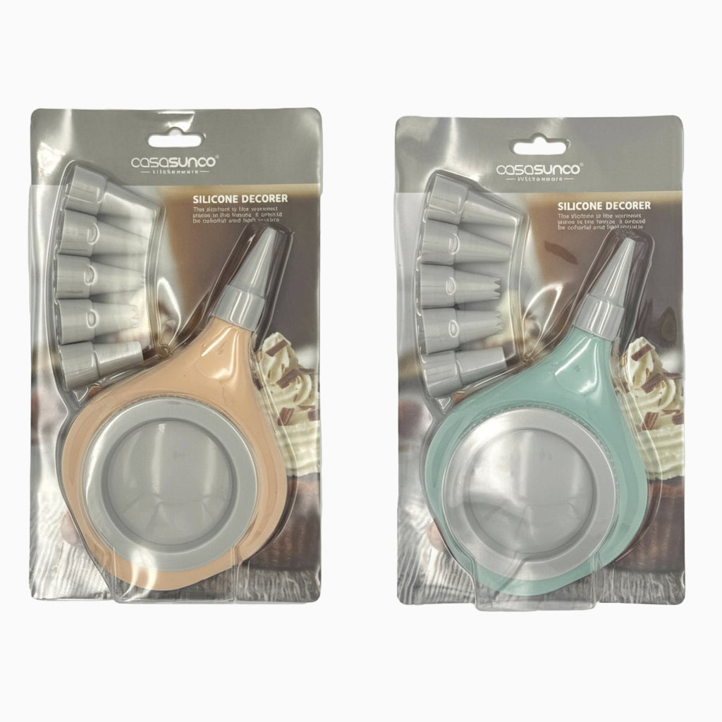 GEM+ | Cake Decor Piping Tool with 6pcs Nozzles/Tips – Reusable Pastry Icing Set