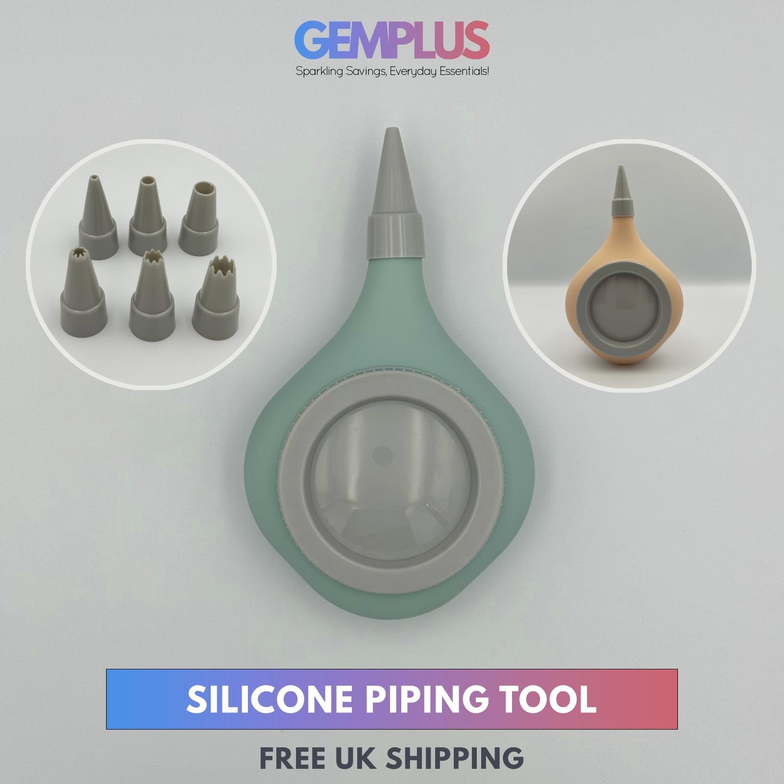 GEM+ | Cake Decor Piping Tool with 6pcs Nozzles/Tips – Reusable Pastry Icing Set